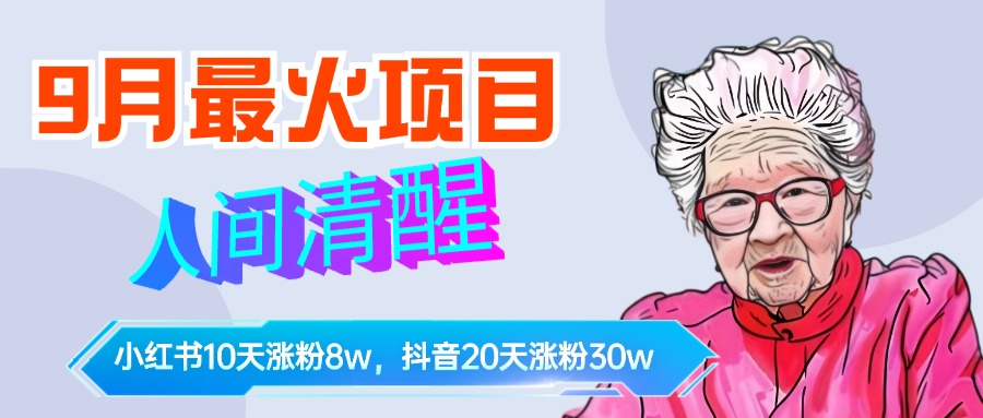 9月最火项目，人间清醒柒奶奶，10天小红薯涨粉8w+，单篇笔记报价1400.云富网创-网创项目资源站-副业项目-创业项目-搞钱项目云富网创