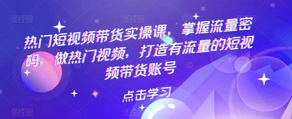 热门短视频带货实战 掌握流量密码 做热门视频 打造有流量的短视频带货账号云富网创-网创项目资源站-副业项目-创业项目-搞钱项目云富网创