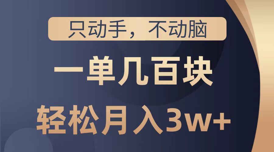 只动手不动脑，一单几百块，轻松月入2w+，看完就能直接操作，详细教程云富网创-网创项目资源站-副业项目-创业项目-搞钱项目云富网创