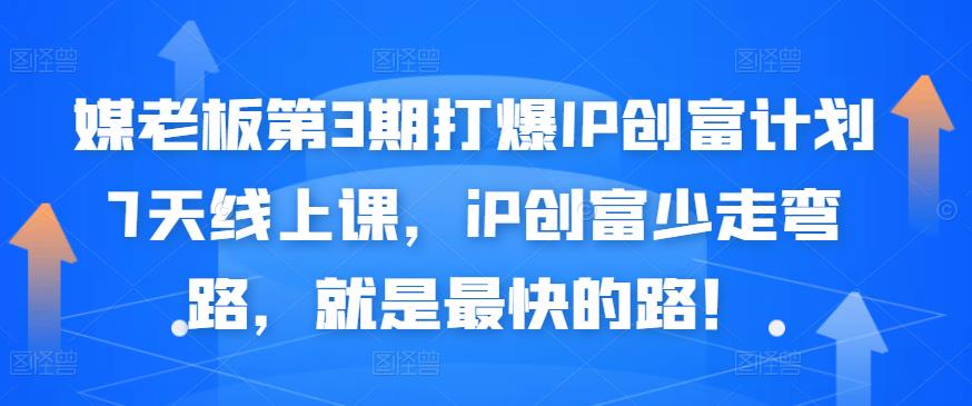 媒老板第3期打爆IP创富计划7天线上课，iP创富少走弯路，就是最快的路！云富网创-网创项目资源站-副业项目-创业项目-搞钱项目云富网创