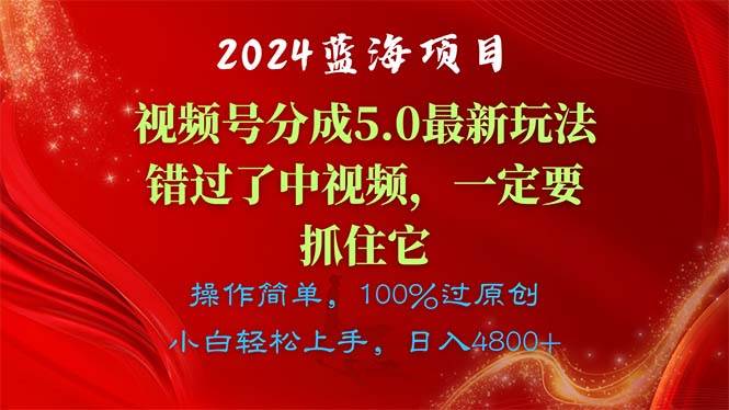 2024蓝海项目，视频号分成计划5.0最新玩法，错过了中视频，一定要抓住…云富网创-网创项目资源站-副业项目-创业项目-搞钱项目云富网创