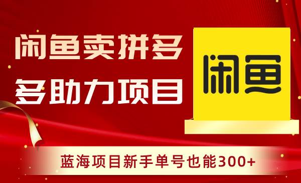 闲鱼卖拼多多助力项目，蓝海项目新手单号也能300+云富网创-网创项目资源站-副业项目-创业项目-搞钱项目云富网创