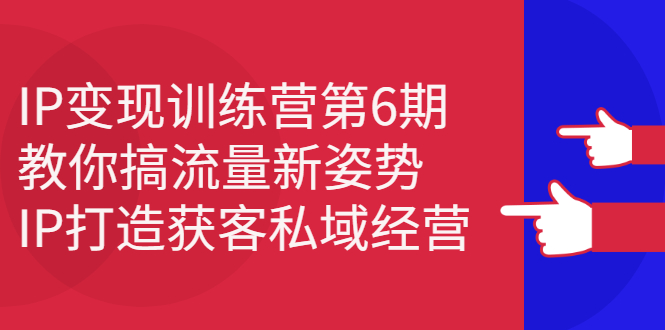 IP变现训练营第6期：教你搞流量新姿势，IP打造获客私域经营云富网创-网创项目资源站-副业项目-创业项目-搞钱项目云富网创