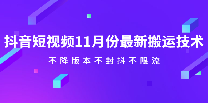 抖音短视频11月份最新搬运技术，不降版本不封抖不限流！【视频课程】云富网创-网创项目资源站-副业项目-创业项目-搞钱项目云富网创