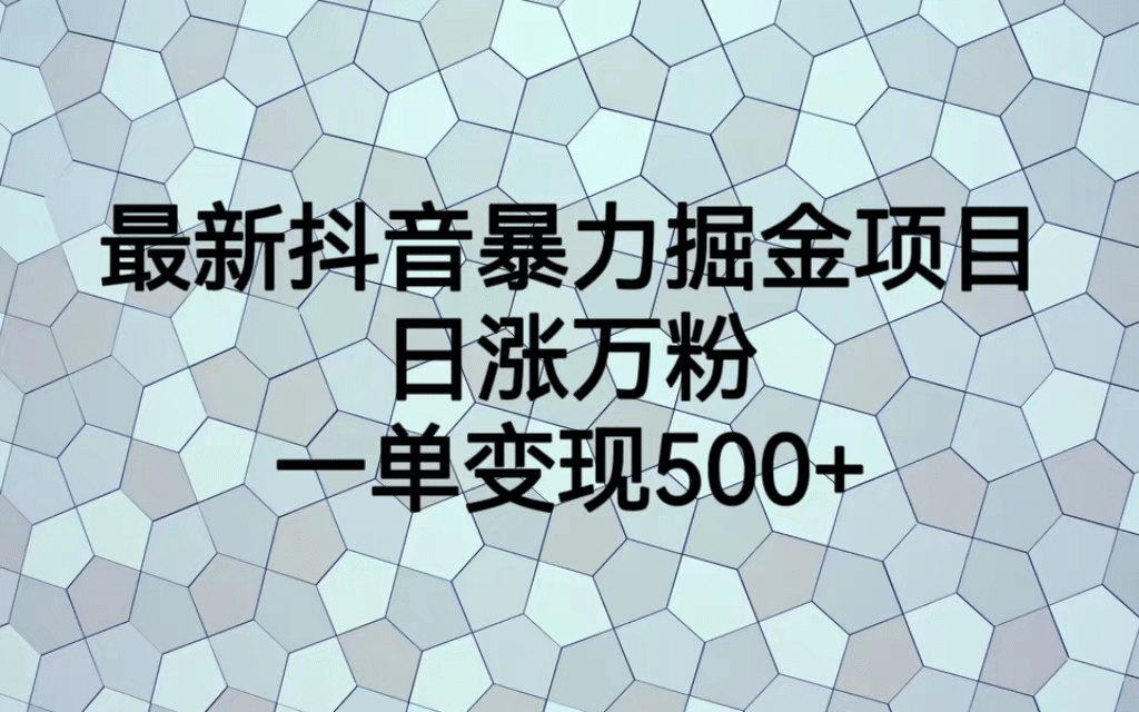 最火热的抖音暴力掘金项目，日涨万粉，多种变现方式，一单变现可达500+云富网创-网创项目资源站-副业项目-创业项目-搞钱项目云富网创