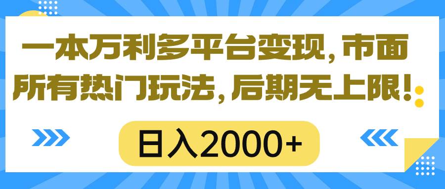 一本万利多平台变现，市面所有热门玩法，日入2000+，后期无上限！云富网创-网创项目资源站-副业项目-创业项目-搞钱项目云富网创