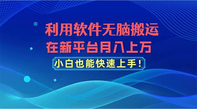 利用软件无脑搬运，在新平台月入上万，小白也能快速上手云富网创-网创项目资源站-副业项目-创业项目-搞钱项目云富网创