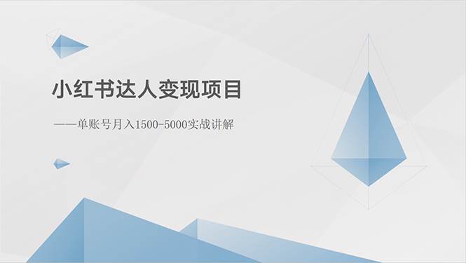 小红书达人变现项目：单账号月入1500-3000实战讲解云富网创-网创项目资源站-副业项目-创业项目-搞钱项目云富网创