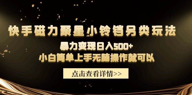 快手磁力聚星小铃铛另类玩法，暴力变现日入500+小白简单上手无脑操作就可以云富网创-网创项目资源站-副业项目-创业项目-搞钱项目云富网创