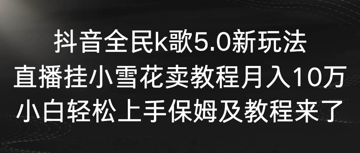 抖音全民k歌5.0新玩法，直播挂小雪花卖教程月入10万，小白轻松上手，保…云富网创-网创项目资源站-副业项目-创业项目-搞钱项目云富网创