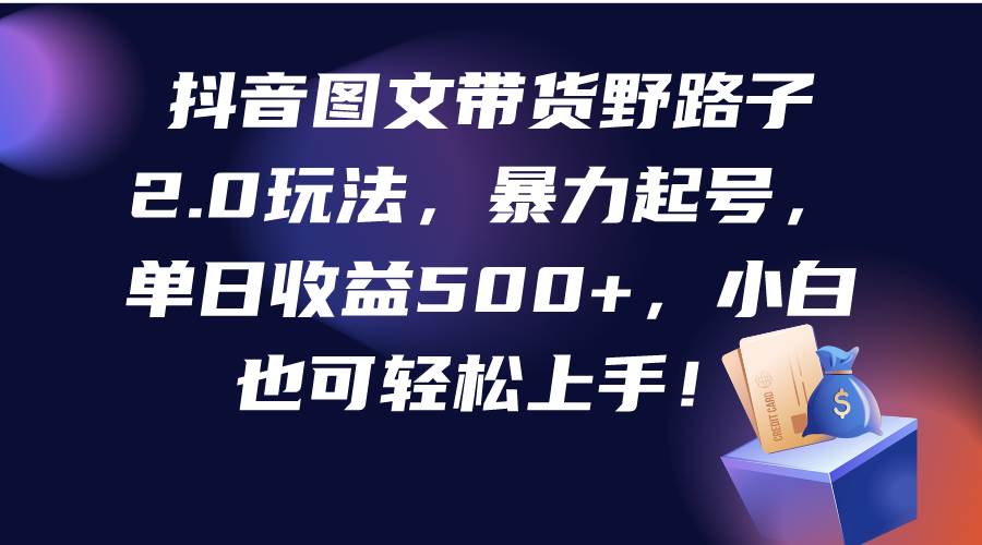 抖音图文带货野路子2.0玩法，暴力起号，单日收益500+，小白也可轻松上手！云富网创-网创项目资源站-副业项目-创业项目-搞钱项目云富网创