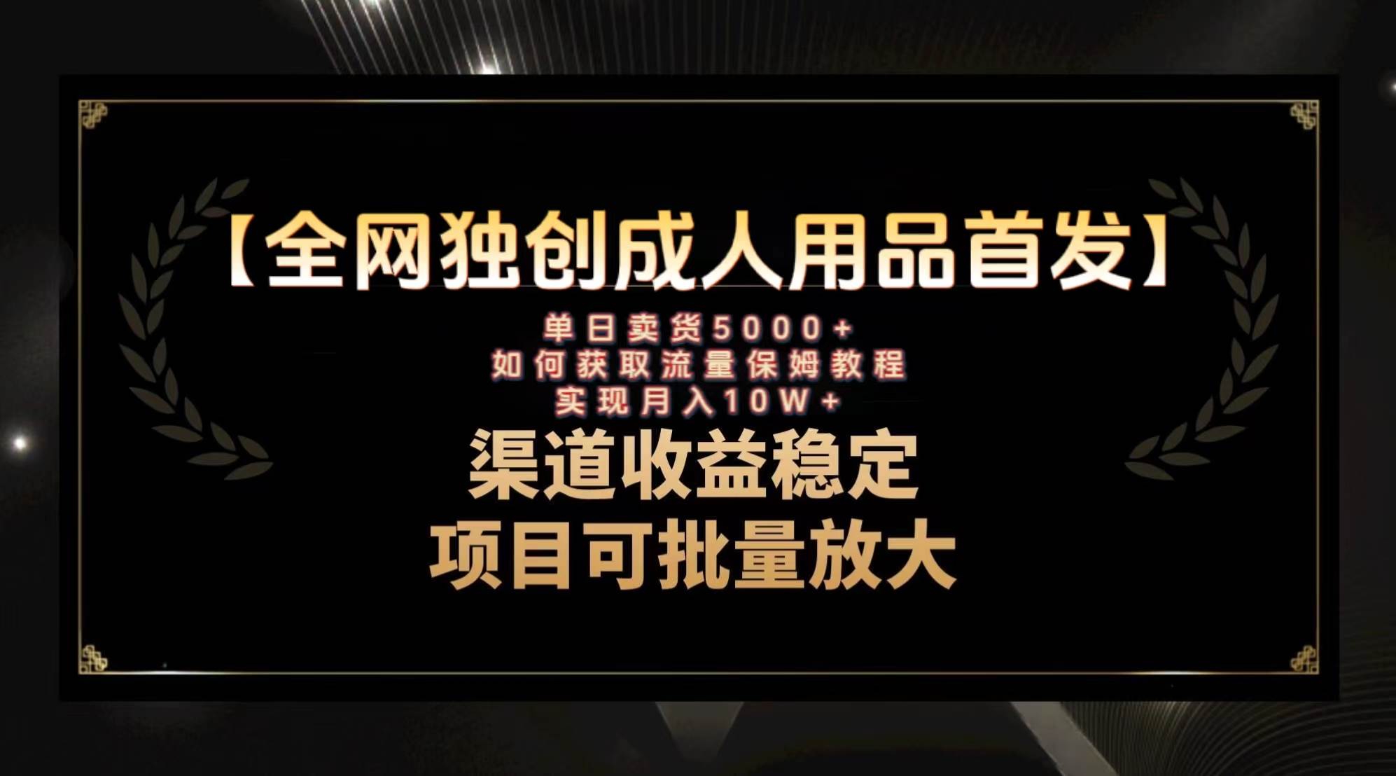 最新全网独创首发，成人用品赛道引流获客，月入10w保姆级教程云富网创-网创项目资源站-副业项目-创业项目-搞钱项目云富网创