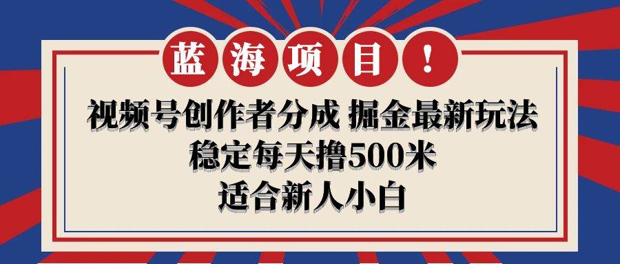 【蓝海项目】视频号创作者分成 掘金最新玩法 稳定每天撸500米 适合新人小白云富网创-网创项目资源站-副业项目-创业项目-搞钱项目云富网创