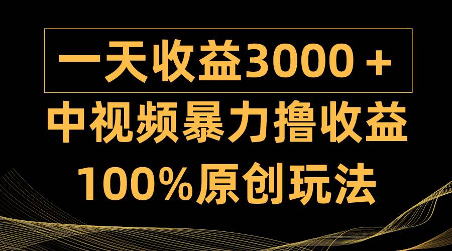 中视频暴力撸收益，日入3000＋，100%原创玩法，小白轻松上手多种变现方式云富网创-网创项目资源站-副业项目-创业项目-搞钱项目云富网创