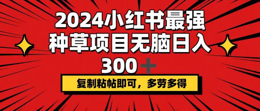 2024小红书最强种草项目，无脑日入300+，复制粘帖即可，多劳多得云富网创-网创项目资源站-副业项目-创业项目-搞钱项目云富网创