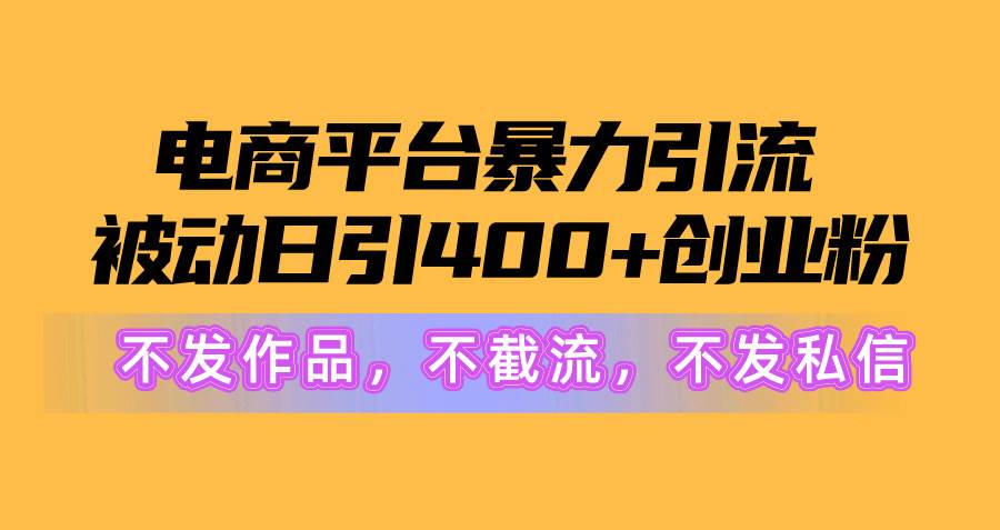 电商平台暴力引流,被动日引400+创业粉不发作品，不截流，不发私信云富网创-网创项目资源站-副业项目-创业项目-搞钱项目云富网创