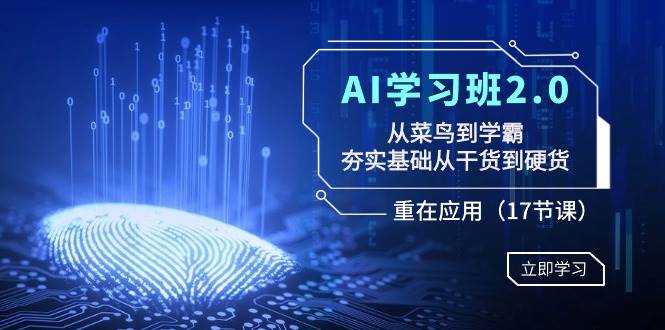 AI学习班2.0：从菜鸟到学霸，夯实基础从干货到硬货，重在应用（17节课）云富网创-网创项目资源站-副业项目-创业项目-搞钱项目云富网创