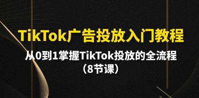 TikTok广告投放入门教程，从0到1掌握TikTok投放的全流程（8节课）云富网创-网创项目资源站-副业项目-创业项目-搞钱项目云富网创