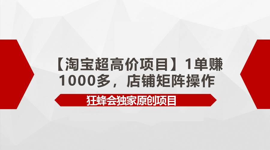 【淘宝超高价项目】1单赚1000多，店铺矩阵操作云富网创-网创项目资源站-副业项目-创业项目-搞钱项目云富网创