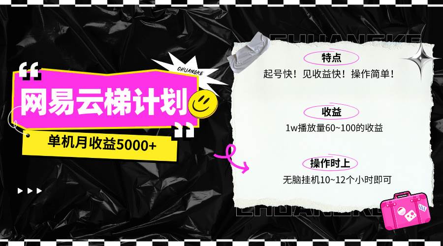 最新网易云梯计划网页版，单机月收益5000+！可放大操作云富网创-网创项目资源站-副业项目-创业项目-搞钱项目云富网创