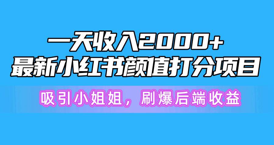 一天收入2000+，最新小红书颜值打分项目，吸引小姐姐，刷爆后端收益云富网创-网创项目资源站-副业项目-创业项目-搞钱项目云富网创