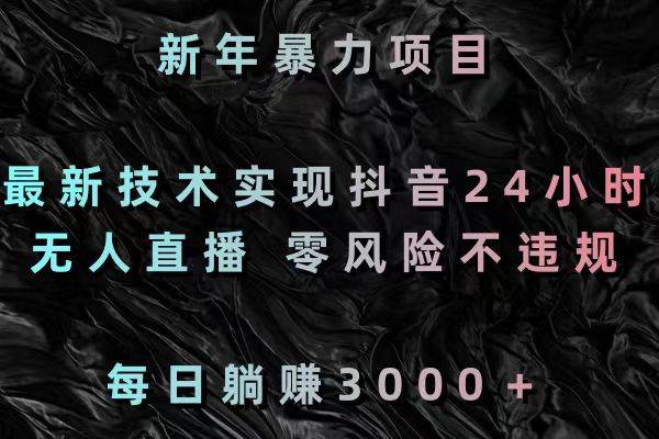 新年暴力项目，最新技术实现抖音24小时无人直播 零风险不违规 每日躺赚3000云富网创-网创项目资源站-副业项目-创业项目-搞钱项目云富网创