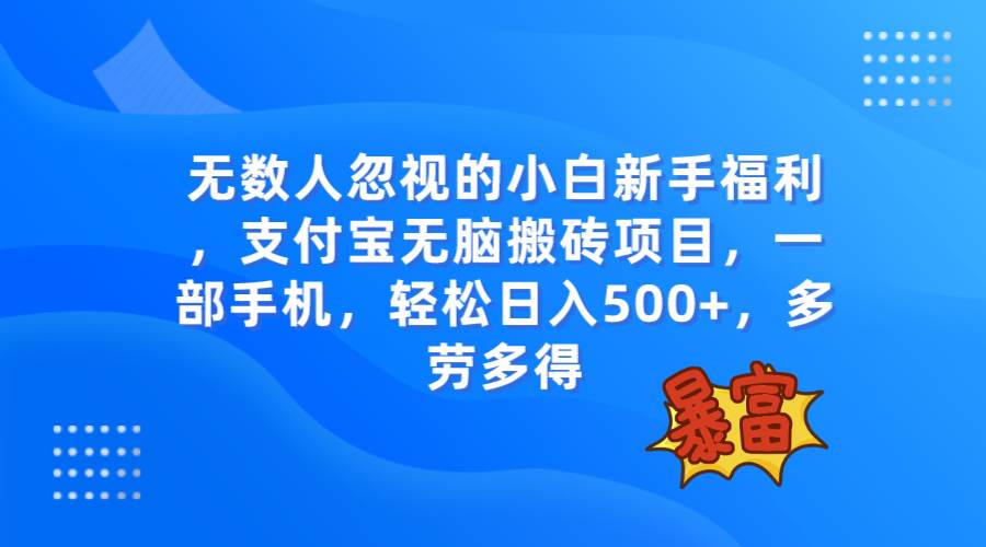 无数人忽视的项目，支付宝无脑搬砖项目，一部手机即可操作，轻松日入500+云富网创-网创项目资源站-副业项目-创业项目-搞钱项目云富网创