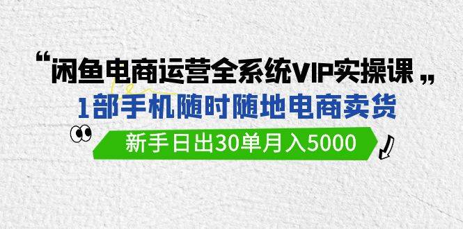 闲鱼电商运营全系统VIP实战课，1部手机随时随地卖货，新手日出30单月入5000云富网创-网创项目资源站-副业项目-创业项目-搞钱项目云富网创