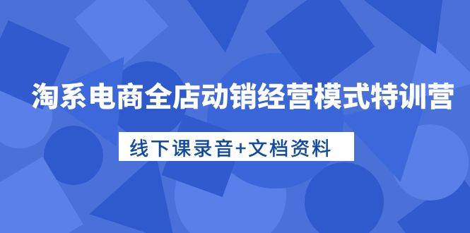 淘系电商全店动销经营模式特训营，线下课录音+文档资料云富网创-网创项目资源站-副业项目-创业项目-搞钱项目云富网创