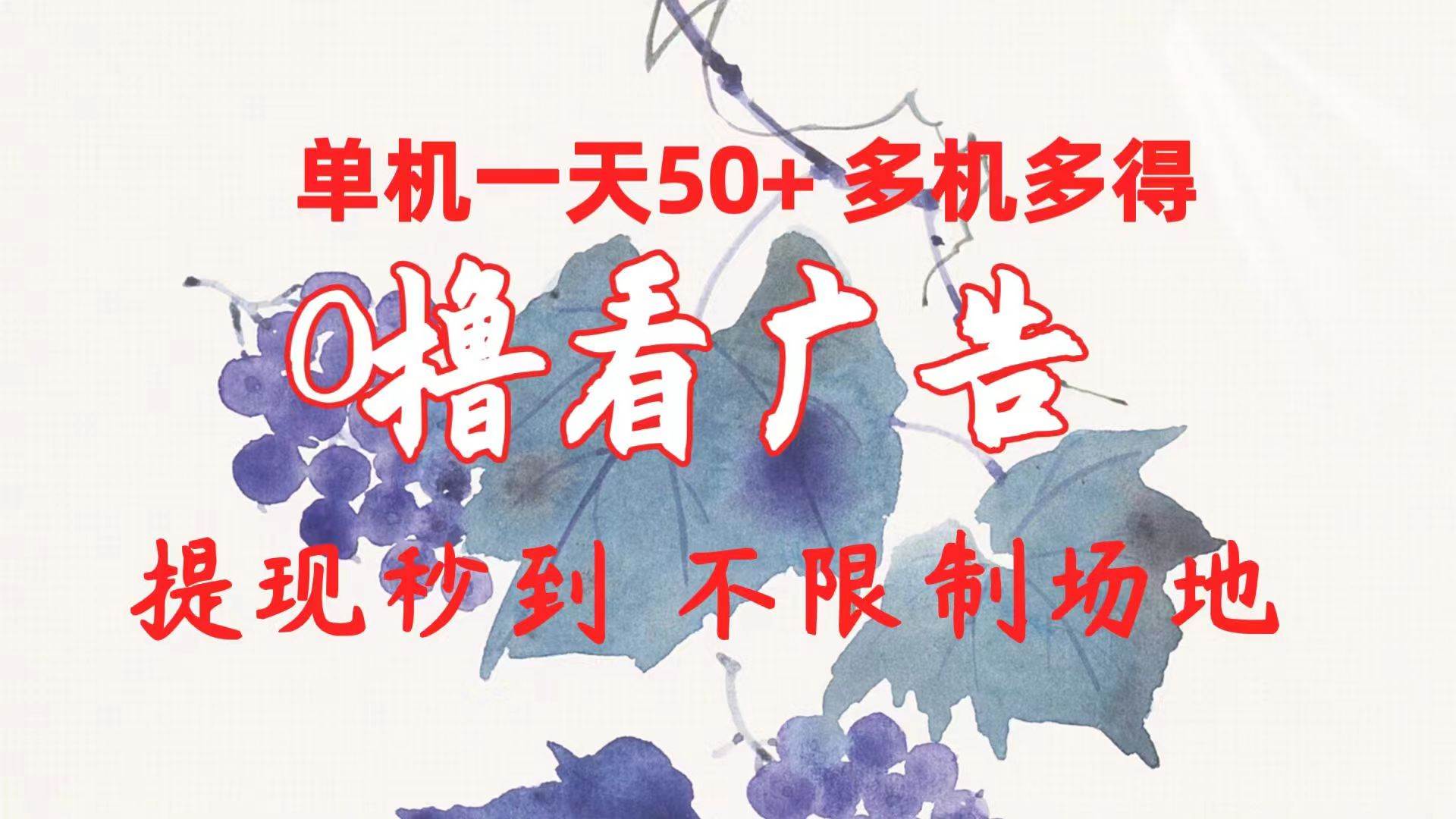 0撸看广告 单机一天50+多机多得 提现秒到 不限制场地操作云富网创-网创项目资源站-副业项目-创业项目-搞钱项目云富网创