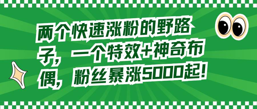 两个快速涨粉的野路子，一个特效+神奇布偶，粉丝暴涨5000起！云富网创-网创项目资源站-副业项目-创业项目-搞钱项目云富网创