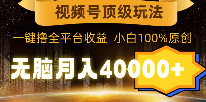 视频号顶级玩法，无脑月入40000+，一键撸全平台收益，纯小白也能100%原创云富网创-网创项目资源站-副业项目-创业项目-搞钱项目云富网创