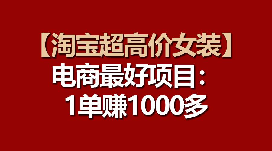 【淘宝超高价女装】电商最好项目：一单赚1000多云富网创-网创项目资源站-副业项目-创业项目-搞钱项目云富网创