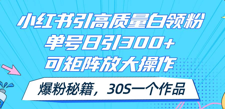 小红书引高质量白领粉，单号日引300+，可放大操作，爆粉秘籍！30s一个作品云富网创-网创项目资源站-副业项目-创业项目-搞钱项目云富网创