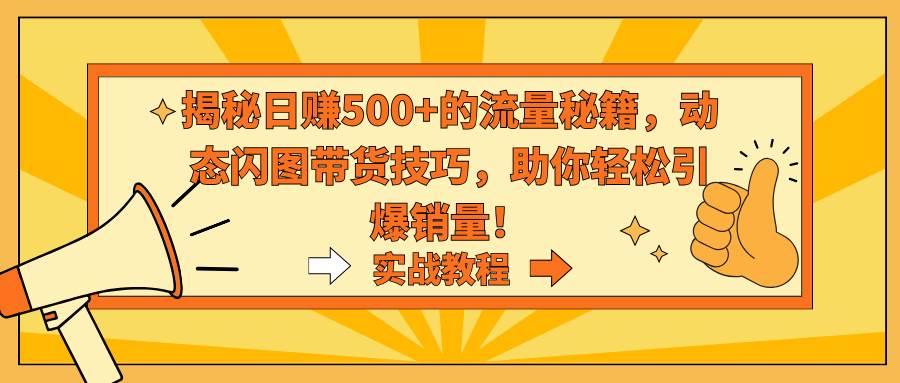 揭秘日赚500+的流量秘籍，动态闪图带货技巧，助你轻松引爆销量！云富网创-网创项目资源站-副业项目-创业项目-搞钱项目云富网创