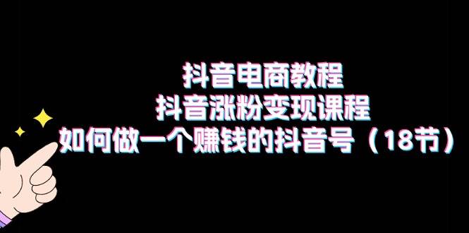 抖音电商教程：抖音涨粉变现课程：如何做一个赚钱的抖音号（18节）云富网创-网创项目资源站-副业项目-创业项目-搞钱项目云富网创