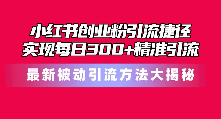 小红书创业粉引流捷径！最新被动引流方法大揭秘，实现每日300+精准引流云富网创-网创项目资源站-副业项目-创业项目-搞钱项目云富网创