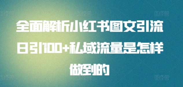 暴力引流 小红书图文引流日引100私域全面拆解【打粉人必看】云富网创-网创项目资源站-副业项目-创业项目-搞钱项目云富网创