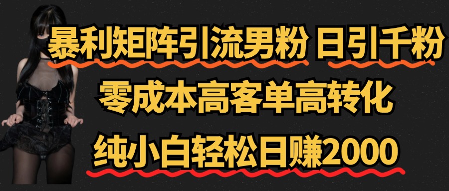 暴利矩阵引流男粉（日引千粉），零成本高客单高转化，纯小白轻松日赚2000+云富网创-网创项目资源站-副业项目-创业项目-搞钱项目云富网创