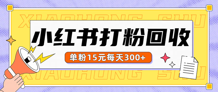 小红书打粉，单粉15元回收每天300+云富网创-网创项目资源站-副业项目-创业项目-搞钱项目云富网创