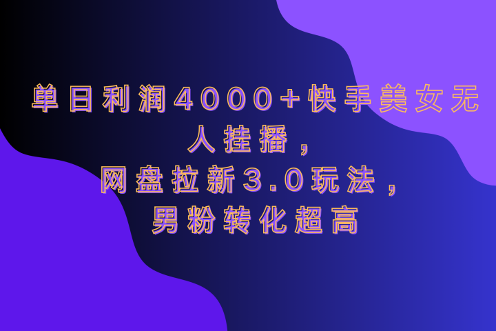 网盘拉新3.0玩法，男粉转化超高，单日利润4000+快手美女无人挂播云富网创-网创项目资源站-副业项目-创业项目-搞钱项目云富网创