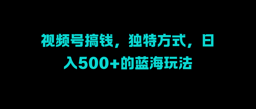 视频号搞钱，独特方式，日入500+的蓝海玩法云富网创-网创项目资源站-副业项目-创业项目-搞钱项目云富网创