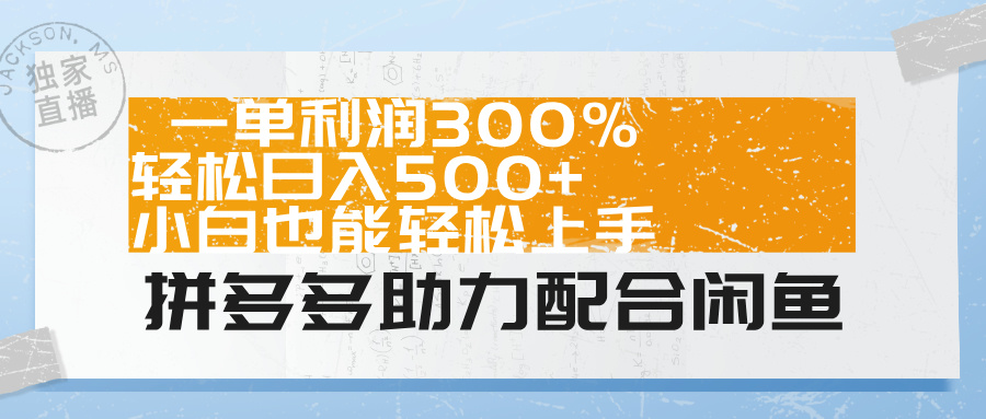 拼多多助力配合闲鱼 一单利润300% 轻松日入500+ 小白也能轻松上手！云富网创-网创项目资源站-副业项目-创业项目-搞钱项目云富网创