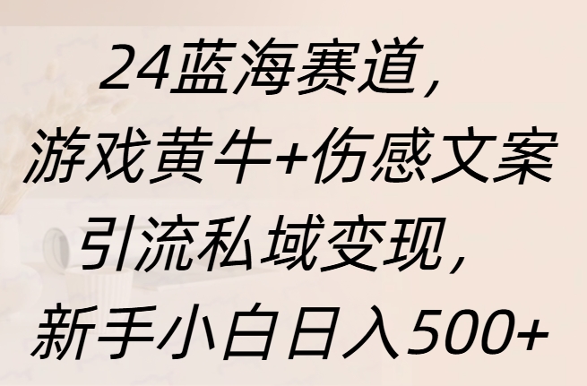 24蓝海赛道，游戏黄牛+伤感文案引流私域变现，新手日入500+云富网创-网创项目资源站-副业项目-创业项目-搞钱项目云富网创