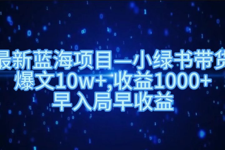 最新蓝海项目小绿书带货，爆文10w＋，收益1000＋，早入局早获益！！云富网创-网创项目资源站-副业项目-创业项目-搞钱项目云富网创