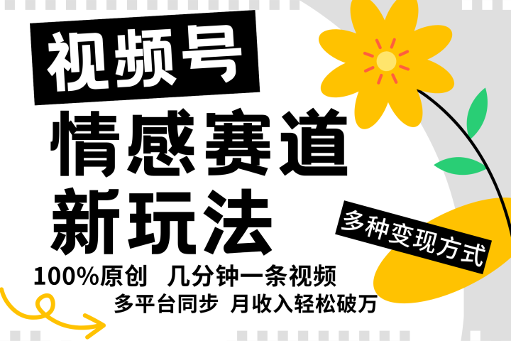 视频号情感赛道全新玩法，日入500+，5分钟一条原创视频，操作简单易上手，云富网创-网创项目资源站-副业项目-创业项目-搞钱项目云富网创