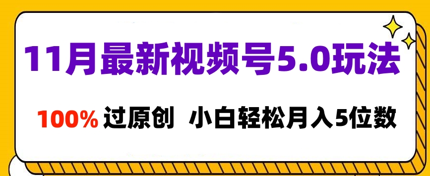 11月最新视频号5.0玩法，100%过原创，小白轻松月入5位数云富网创-网创项目资源站-副业项目-创业项目-搞钱项目云富网创